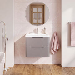 [BFAC202A] Dunwood Contemporary 2 Drawer Wall Hung Vanity Unit with Basin, Choice of Size and Colour