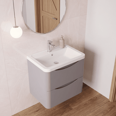[BFAC202A] Dunwood Contemporary 2 Drawer Wall Hung Vanity Unit with Basin, Choice of Size and Colour