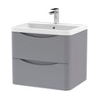 [BFAC202] Balterley Arch Wall Hung 2 Drawer Bathroom Vanity Unit & Polymarble Basin, Satin Grey, 550mm - Cutout