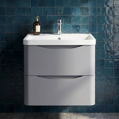 [BFAC202] Dunwood Wall Hung 2 Drawer Vanity Unit with Polymarble Basin, Choice of Size and Colour - Silo