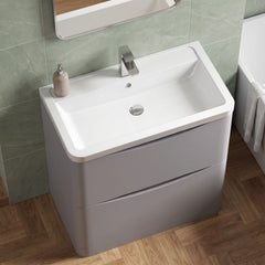 [BFAC203A] Dunwood Contemporary 2 Drawer Floor Standing Vanity Basin Unit, Choice of Size and Colour