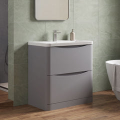 [BFAC203A] Dunwood Contemporary 2 Drawer Floor Standing Vanity Basin Unit, Choice of Size and Colour