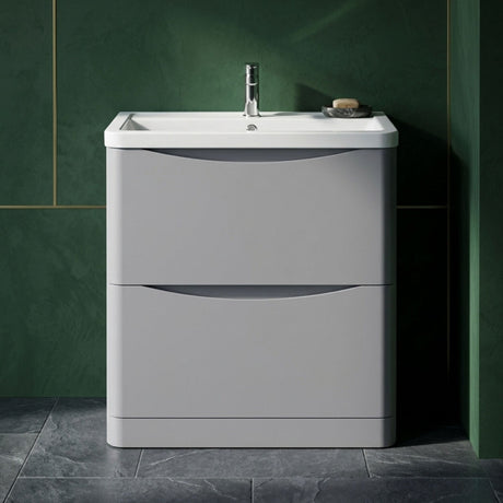 [BFAC203A] Dunwood Contemporary 2 Drawer Floor Standing Vanity Basin Unit, Choice of Size and Colour - Silo