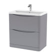 [BFAC203] Balterley Arch Floor Standing 2 Drawer Bathroom Vanity Unit & Polymarble Basin, Satin Grey, 755mm - Cutout
