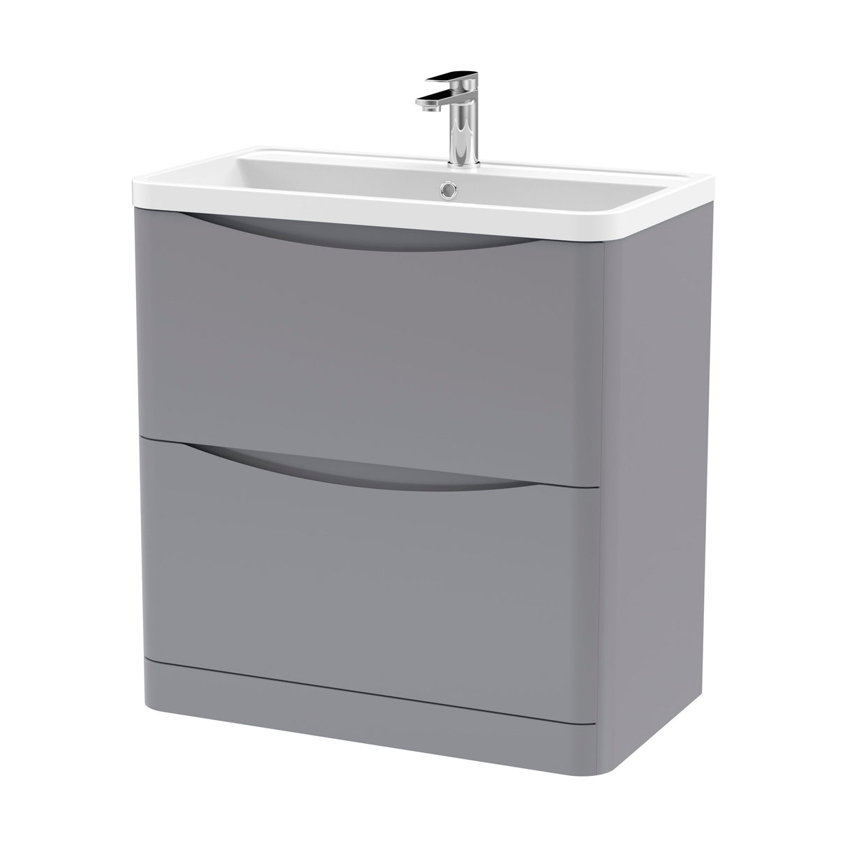 [BFAC203] Balterley Arch Floor Standing 2 Drawer Bathroom Vanity Unit & Polymarble Basin, Satin Grey, 755mm - Cutout