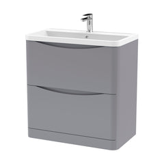 [BFAC203] Balterley Arch Floor Standing 2 Drawer Bathroom Vanity Unit & Polymarble Basin, Satin Grey, 755mm - Cutout