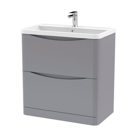 [BFAC203] Balterley Arch Floor Standing 2 Drawer Bathroom Vanity Unit & Polymarble Basin, Satin Grey, 755mm - Cutout
