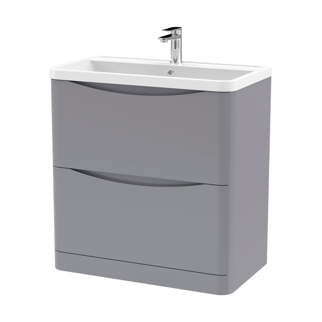 [BFAC203] Balterley Arch Floor Standing 2 Drawer Bathroom Vanity Unit & Polymarble Basin, Satin Grey, 755mm - Cutout