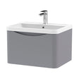 [BFAC205] Balterley Arch Wall Hung 1 Drawer Bathroom Vanity Unit & Polymarble Basin, Satin Grey, 550mm - Cutout
