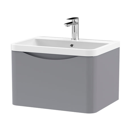 [BFAC205] Balterley Arch Wall Hung 1 Drawer Bathroom Vanity Unit & Polymarble Basin, Satin Grey, 550mm - Cutout