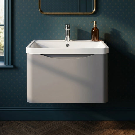 [BFAC205] Dunwood Wall Hung 1 Drawer Vanity Unit with Polymarble Basin, Choice of Size and Colour - Silo