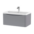[BFAC206] Balterley Arch Wall Hung 1 Drawer Bathroom Vanity Unit & Polymarble Basin, Satin Grey, 755mm - Cutout