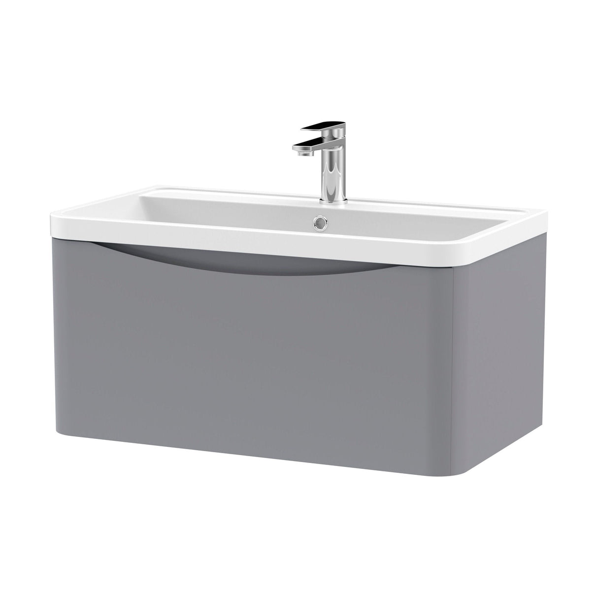 [BFAC206] Dunwood Wall Hung 1 Drawer Vanity Unit with Polymarble Basin, Choice of Size and Colour - Cutout