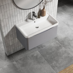 [BFAC206] Balterley Arch Wall Hung 1 Drawer Bathroom Vanity Unit & Polymarble Basin, Satin Grey, 755mm - Lifestyle 2