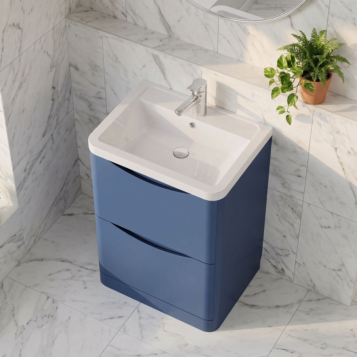 [BFAC301A] Dunwood Contemporary 2 Drawer Floor Standing Vanity Basin Unit, Choice of Size and Colour