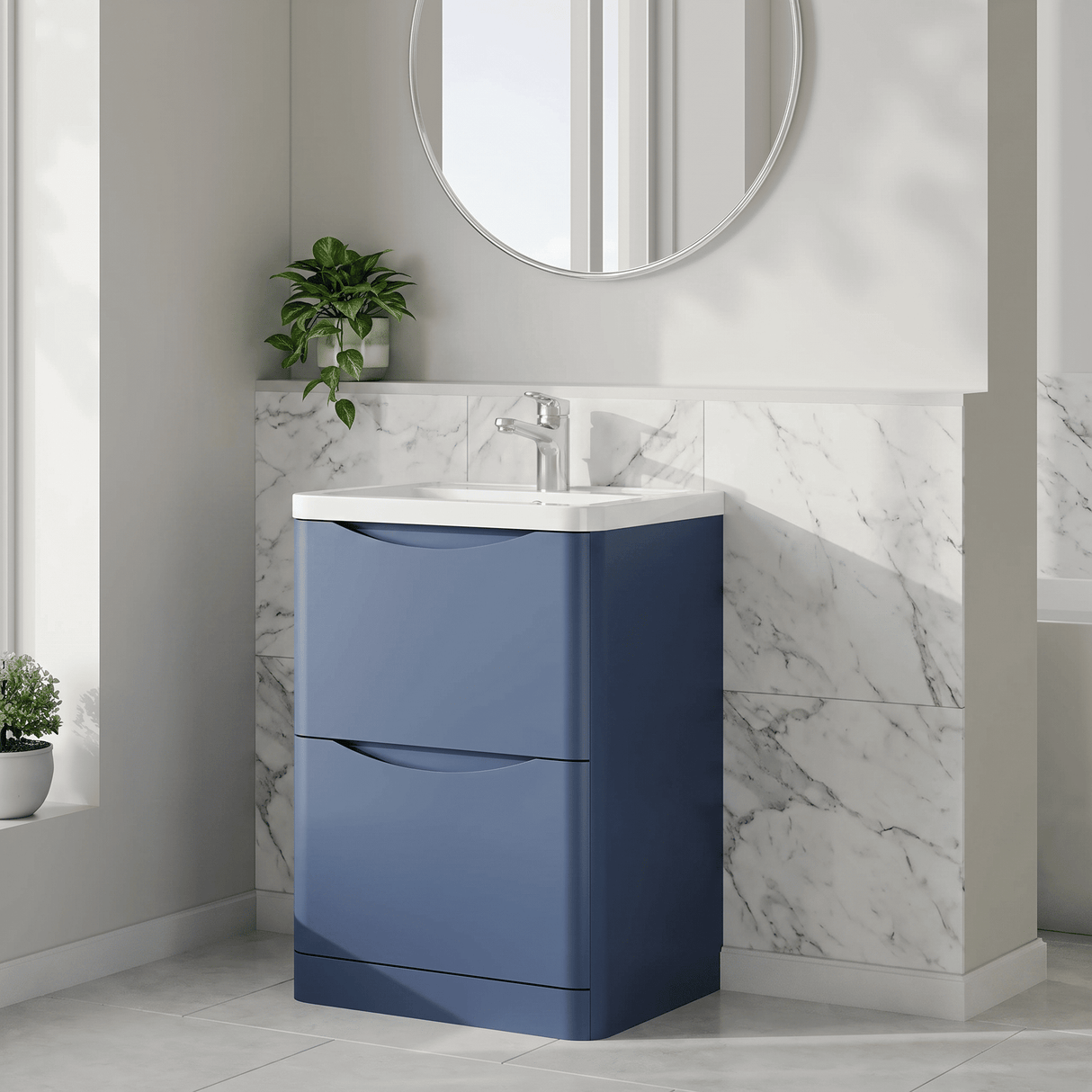 [BFAC301A] Dunwood Contemporary 2 Drawer Floor Standing Vanity Basin Unit, Choice of Size and Colour