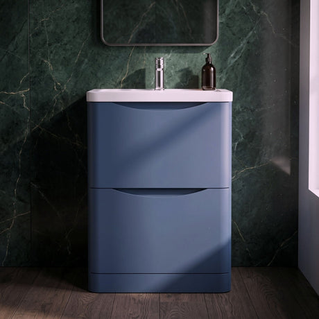 [BFAC301A] Dunwood Contemporary 2 Drawer Floor Standing Vanity Basin Unit, Choice of Size and Colour - Silo