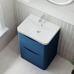 [BFAC301] Balterley Arch Floor Standing 2 Drawer Bathroom Vanity Unit & Polymarble Basin, Satin Blue, 550mm - Lifestyle 2