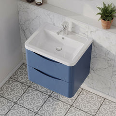 [BFAC302A] Dunwood Contemporary 2 Drawer Wall Hung Vanity Unit with Basin, Choice of Size and Colour