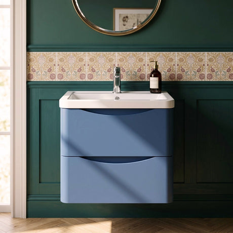 [BFAC302A] Dunwood Contemporary 2 Drawer Wall Hung Vanity Unit with Basin, Choice of Size and Colour - Silo