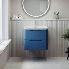 [BFAC302] Dunwood Wall Hung 2 Drawer Vanity Unit with Polymarble Basin, Choice of Size and Colour