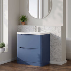 [BFAC303A] Dunwood Contemporary 2 Drawer Floor Standing Vanity Basin Unit, Choice of Size and Colour