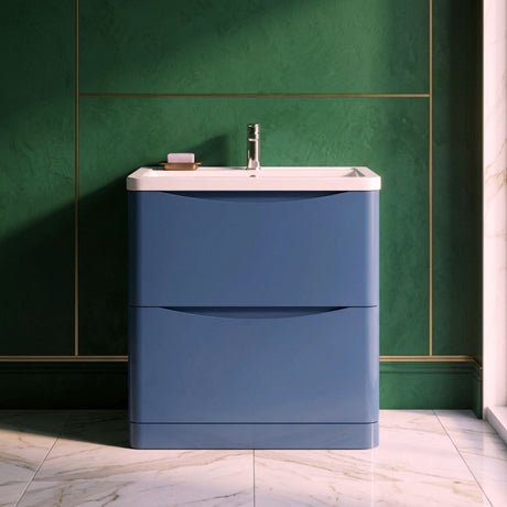[BFAC303A] Dunwood Contemporary 2 Drawer Floor Standing Vanity Basin Unit, Choice of Size and Colour - Silo