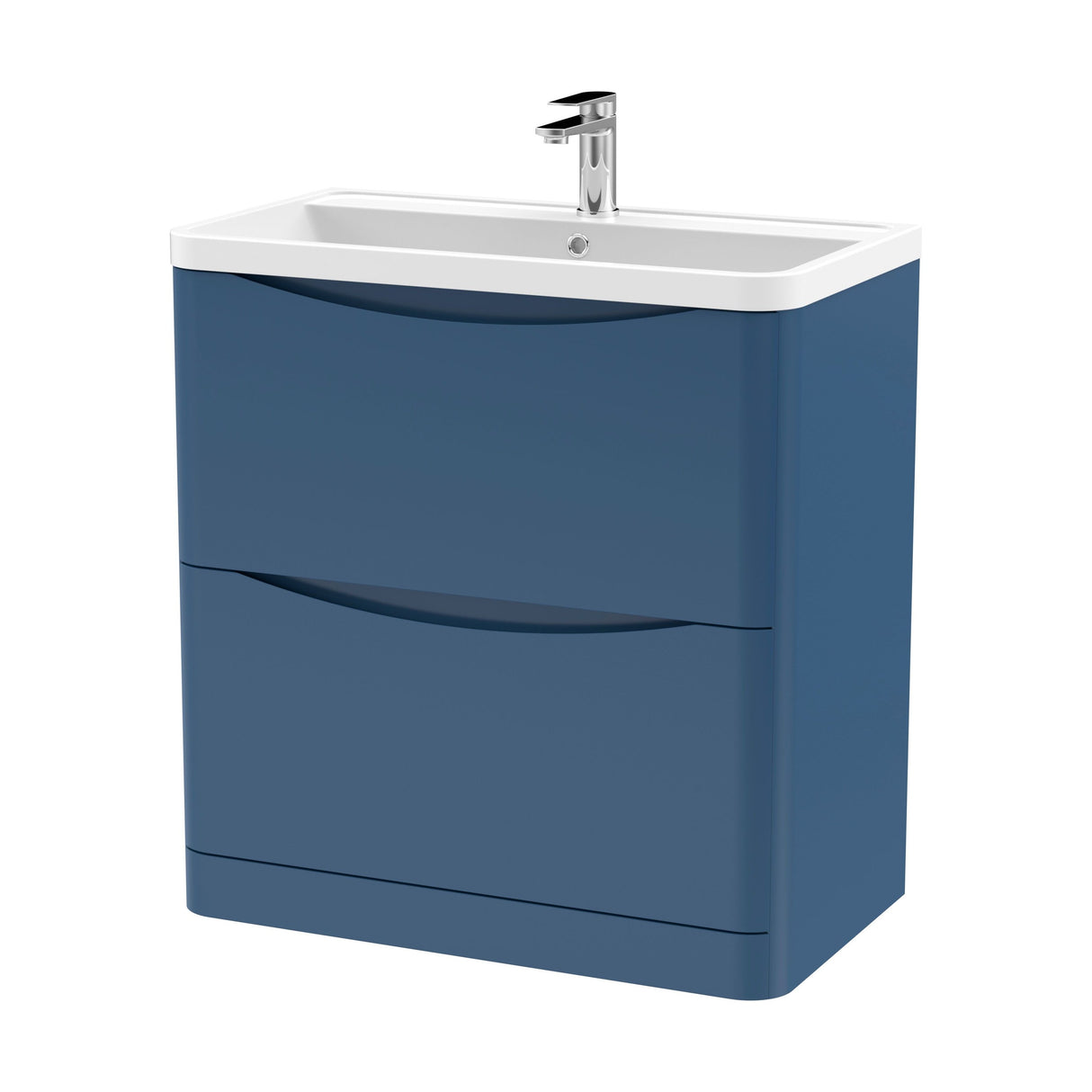 [BFAC303] Balterley Arch Floor Standing 2 Drawer Bathroom Vanity Unit & Polymarble Basin, Satin Blue, 755mm - Cutout