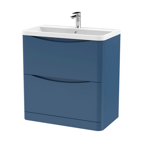 [BFAC303] Balterley Arch Floor Standing 2 Drawer Bathroom Vanity Unit & Polymarble Basin, Satin Blue, 755mm - Cutout