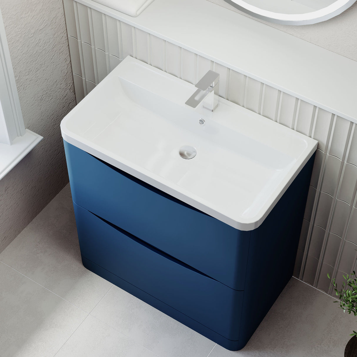 [BFAC303] Dunwood Floor Standing 2 Drawer Vanity Unit with Polymarble Basin, Choice of Size and Colour