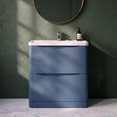 [BFAC303] Dunwood Floor Standing 2 Drawer Vanity Unit with Polymarble Basin, Choice of Size and Colour - Silo