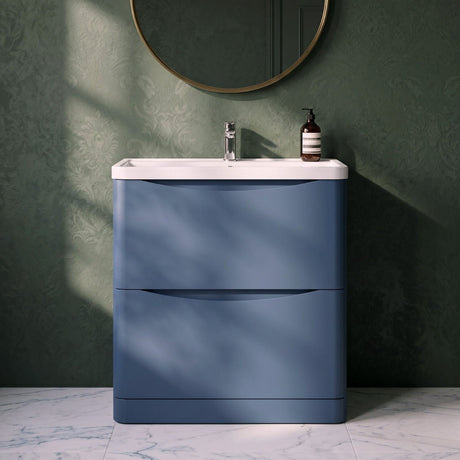 [BFAC303] Dunwood Floor Standing 2 Drawer Vanity Unit with Polymarble Basin, Choice of Size and Colour - Silo