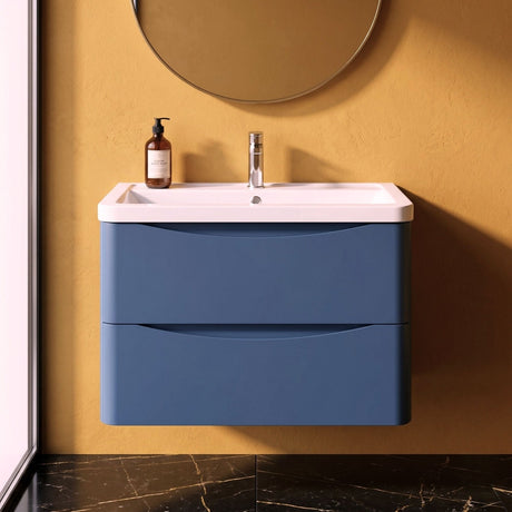 [BFAC304A] Dunwood Contemporary 2 Drawer Wall Hung Vanity Unit with Basin, Choice of Size and Colour - Silo