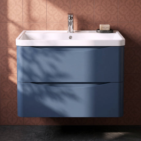 [BFAC304] Dunwood Wall Hung 2 Drawer Vanity Unit with Polymarble Basin, Choice of Size and Colour - Silo