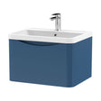 [BFAC305] Balterley Arch Wall Hung 1 Drawer Bathroom Vanity Unit & Polymarble Basin, Satin Blue, 550mm - Cutout