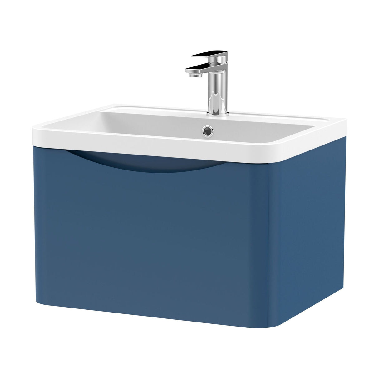 [BFAC305] Balterley Arch Wall Hung 1 Drawer Bathroom Vanity Unit & Polymarble Basin, Satin Blue, 550mm - Cutout