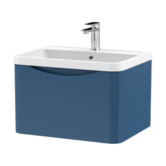 [BFAC305] Balterley Arch Wall Hung 1 Drawer Bathroom Vanity Unit & Polymarble Basin, Satin Blue, 550mm - Cutout