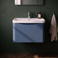[BFAC305] Dunwood Wall Hung 1 Drawer Vanity Unit with Polymarble Basin, Choice of Size and Colour - Silo