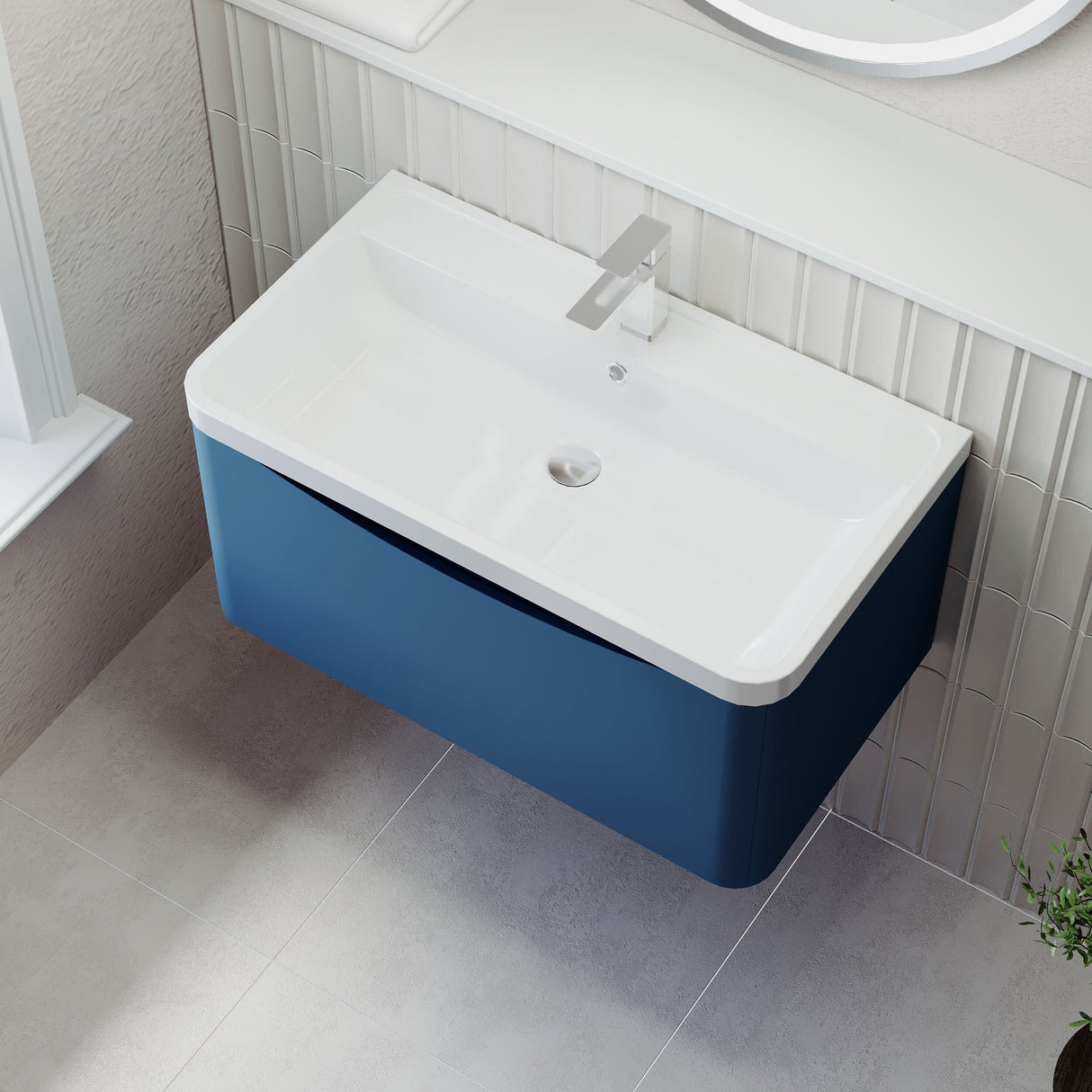 [BFAC306] Dunwood Wall Hung 1 Drawer Vanity Unit with Polymarble Basin, Choice of Size and Colour