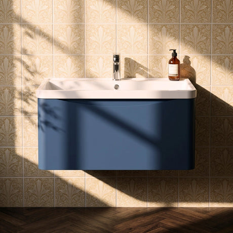 [BFAC306] Dunwood Wall Hung 1 Drawer Vanity Unit with Polymarble Basin, Choice of Size and Colour - Silo