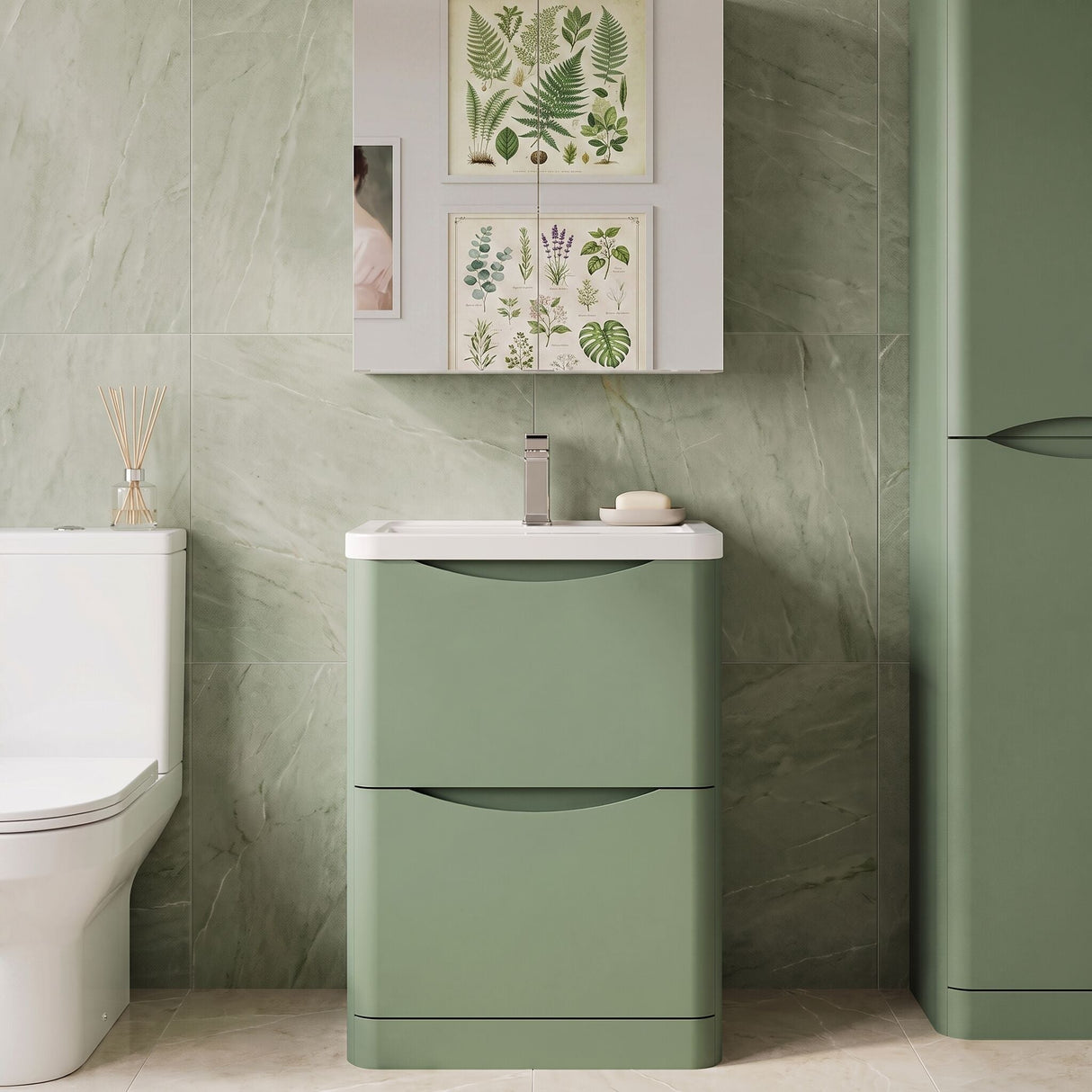 [BFAC801A] Dunwood Contemporary 2 Drawer Floor Standing Vanity Basin Unit, Choice of Size and Colour