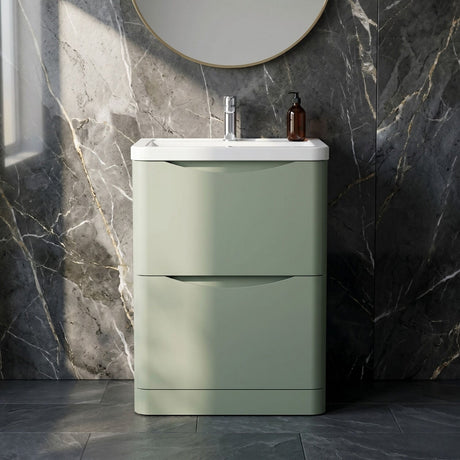 [BFAC801A] Dunwood Contemporary 2 Drawer Floor Standing Vanity Basin Unit, Choice of Size and Colour - Silo
