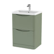 [BFAC801] Balterley Arch Floor Standing 2 Drawer Bathroom Vanity Unit & Polymarble Basin, Satin Green, 550mm - Cutout