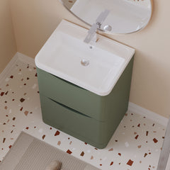 [BFAC801] Balterley Arch Floor Standing 2 Drawer Bathroom Vanity Unit & Polymarble Basin, Satin Green, 550mm - Lifestyle 2