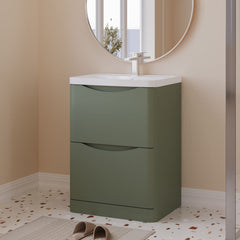 [BFAC801] Balterley Arch Floor Standing 2 Drawer Bathroom Vanity Unit & Polymarble Basin, Satin Green, 550mm - Lifestyle 3