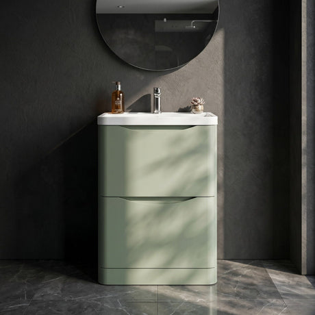 [BFAC801] Dunwood Floor Standing 2 Drawer Vanity Unit with Polymarble Basin, Choice of Size and Colour - Silo