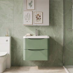 [BFAC802A] Dunwood Contemporary 2 Drawer Wall Hung Vanity Unit with Basin, Choice of Size and Colour