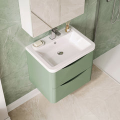 [BFAC802A] Dunwood Contemporary 2 Drawer Wall Hung Vanity Unit with Basin, Choice of Size and Colour