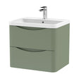 [BFAC802] Balterley Arch Wall Hung 2 Drawer Bathroom Vanity Unit & Polymarble Basin, Satin Green, 550mm - Cutout