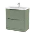 [BFAC803] Balterley Arch Floor Standing 2 Drawer Bathroom Vanity Unit & Polymarble Basin, Satin Green, 755mm - Cutout